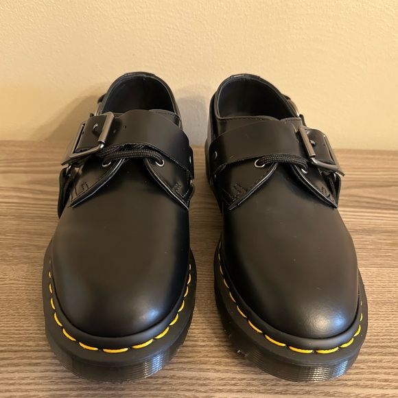 Dr. Marten’s Henree Lace Up Buckle Derby Black Leather Mens 4 Womens 6 - Picture 3 of 8